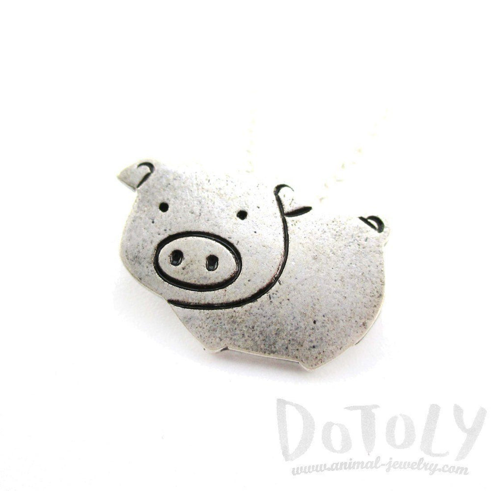 Animal Themed Piglet Piggy Pig Shaped Pendant Necklace in Silver | DOTOLY | DOTOLY