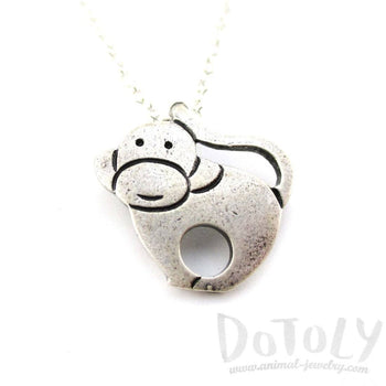 Animal Themed Simple Monkey Pendant Necklace in Silver | DOTOLY | DOTOLY