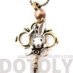 Antique Skeleton Key and Bunny Rabbit Charm Necklace in Bronze | DOTOLY | DOTOLY