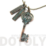 Antique Skeleton Key and Forever Charm Necklace in Brass | DOTOLY | DOTOLY