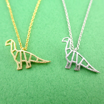 Apatosaurus Brontosaurus Dinosaur Outline Shaped Pendant Necklace