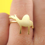 Arabian Camel Silhouette Shaped Adjustable Animal Ring in Gold | DOTOLY