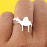 Arabian Camel Silhouette Shaped Adjustable Animal Ring in Silver | DOTOLY