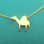Arabian Camel Silhouette Shaped Pendant Necklace in Gold
