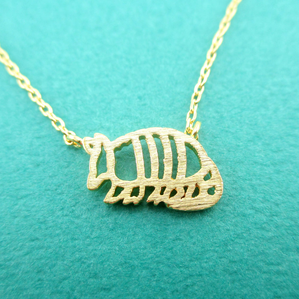 Armadillo Outline Shaped Animal Pendant Necklace in Gold by DOTOLY