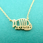 Armadillo Outline Shaped Animal Pendant Necklace in Gold by DOTOLY