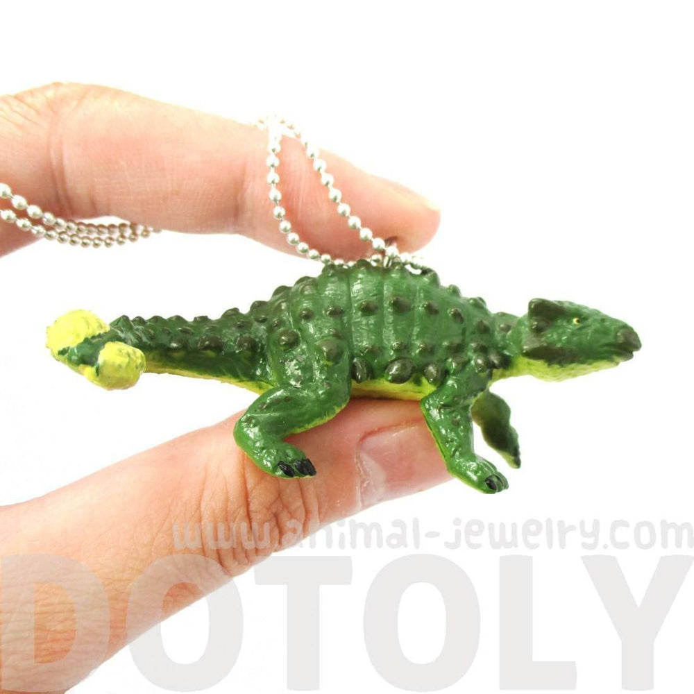 Armored Dinosaur Euoplocephalus Shaped Pendant Necklace in Green | Animal Jewelry | DOTOLY