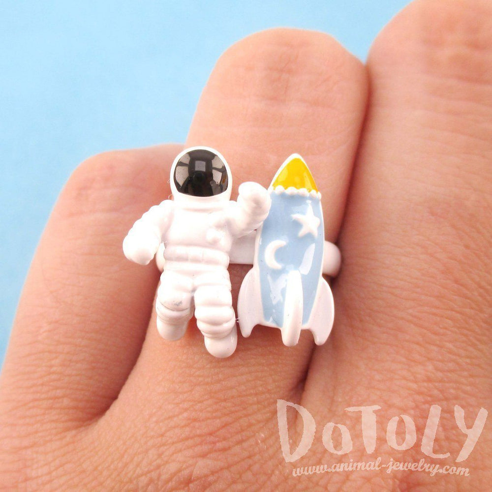 Astronaut and Spaceship Shaped Space Themed Adjustable Ring | DOTOLY | DOTOLY