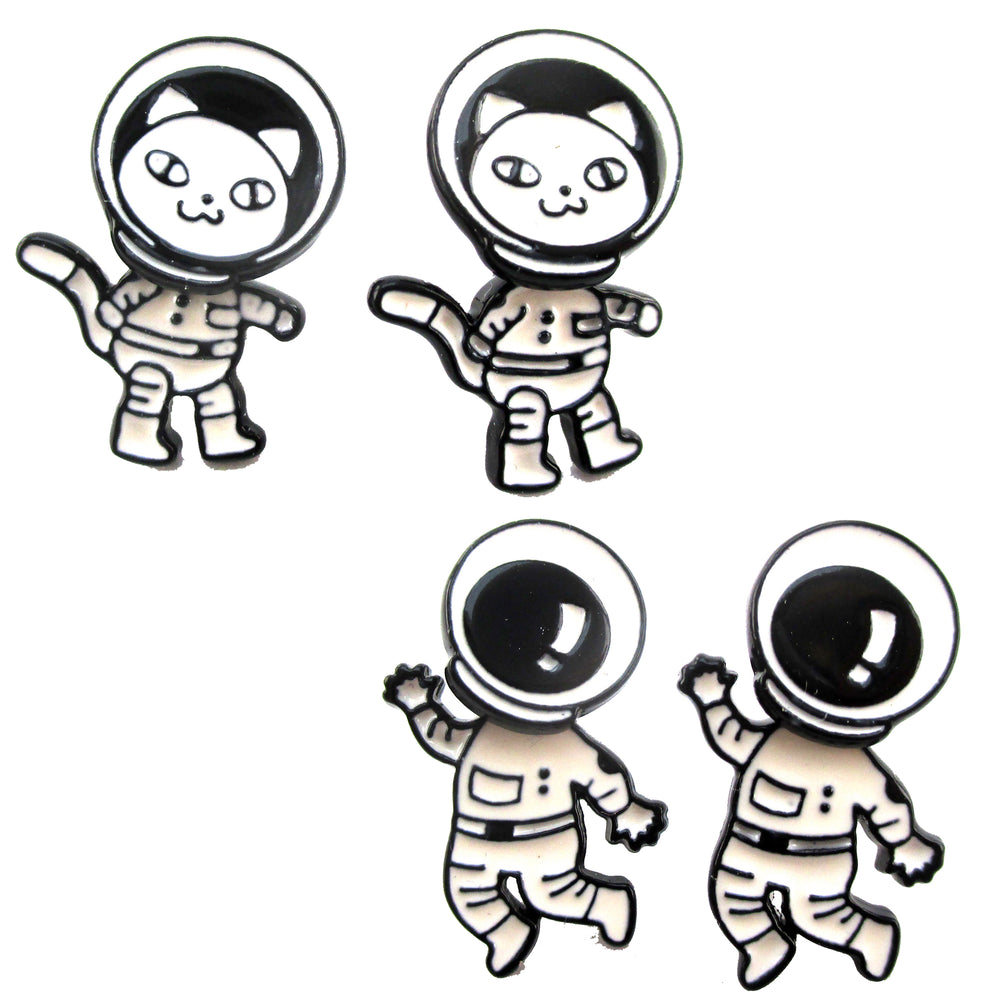 Astronaut Cat in a Space Suit Space Themed Two Part Dangle Earrings