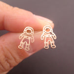 Astronaut Space Man Cosmonaut Shaped Sterling Silver Stud Earrings