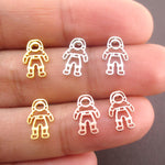 Astronaut Space Man Cosmonaut Shaped Sterling Silver Stud Earrings