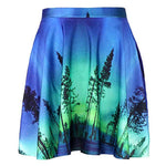 Aurora Borealis Tree Silhouette Print Circle Skirt with Elastic Waist | DOTOLY | DOTOLY