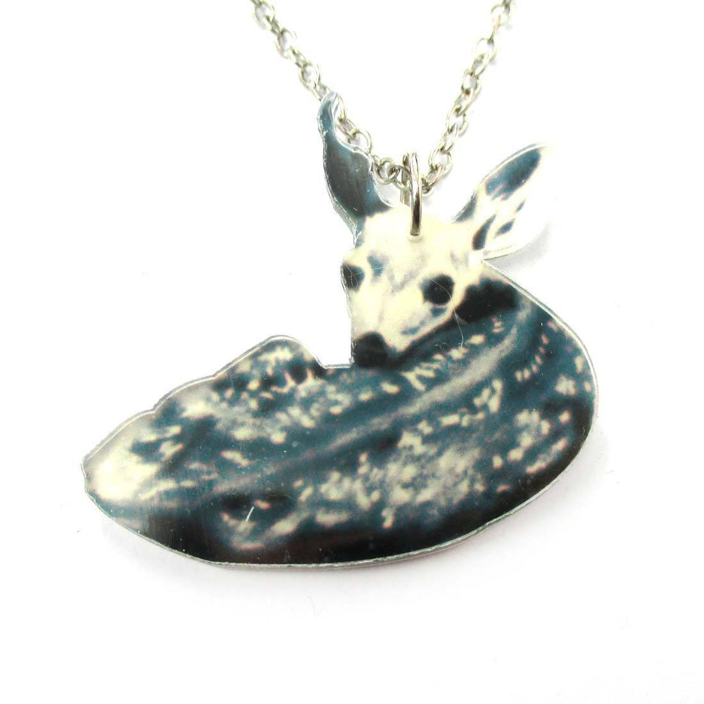 Baby Bambi Deer Doe Animal Shaped Acrylic Illustrated Pendant Necklace | DOTOLY | DOTOLY