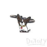Baby Boston Terrier Puppy Shaped Adjustable Ring in Brown | Animal Jewelry | DOTOLY