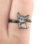 Baby Boston Terrier Puppy Shaped Adjustable Ring in Tan | Animal Jewelry | DOTOLY