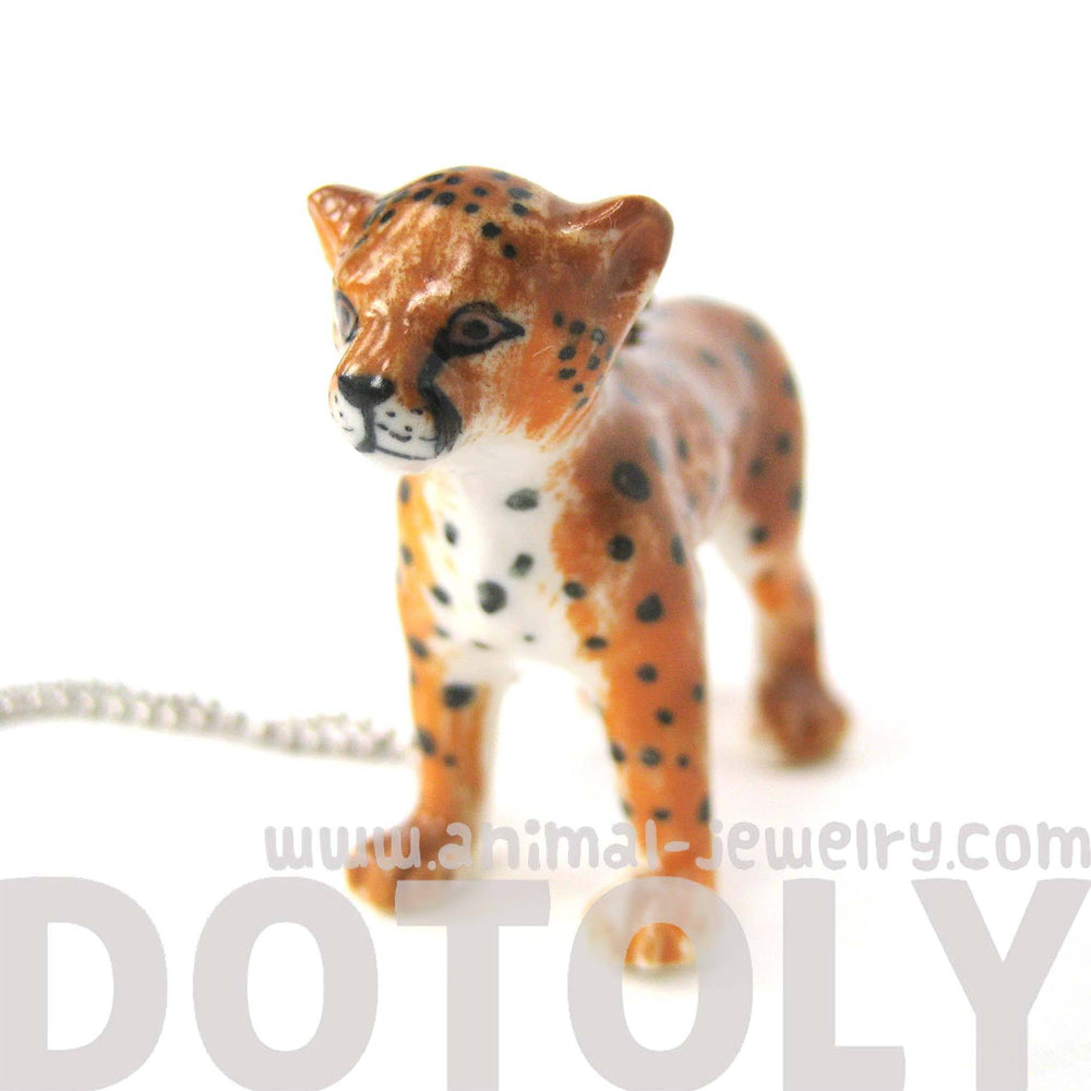 Baby Cheetah Leopard Porcelain Ceramic Animal Pendant Necklace | Handmade | DOTOLY