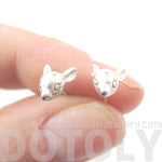 Baby Deer Doe Shaped Sleek Animal Head Stud Earrings in Silver | DOTOLY | DOTOLY