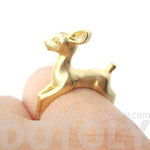 Baby Deer Doe Shaped Sleek Animal Wrap Around Ring in Gold | US Size 5 to 8 | DOTOLY