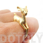 Baby Deer Doe Shaped Sleek Animal Wrap Around Ring in Gold | US Size 5 to 8 | DOTOLY