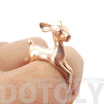 Baby Deer Doe Shaped Sleek Animal Wrap Around Ring in Rose Gold | US Size 5 to 8 | DOTOLY