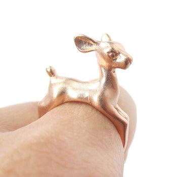 Baby Deer Doe Shaped Sleek Animal Wrap Around Ring in Rose Gold | US Size 5 to 8 | DOTOLY