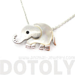 Baby Elephant Shaped Animal Charm Necklace in Silver with Pearl Detail | DOTOLY
