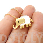 Baby Elephant Shaped Animal Charm Necklace in Gold with Pearl Detail | DOTOLY