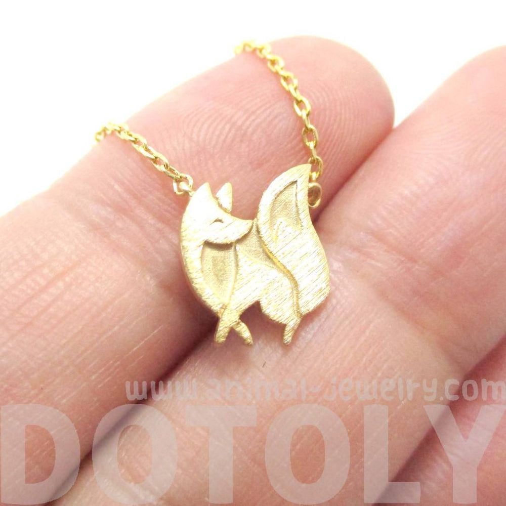 Baby Fox Shaped Silhouette Pendant Necklace in Gold | Animal Jewelry | DOTOLY