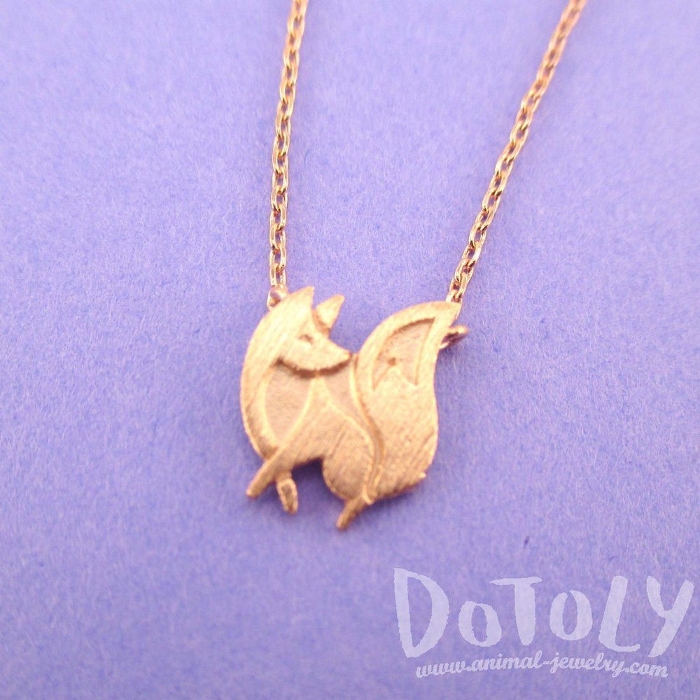Baby Fox Shaped Silhouette Pendant Necklace in Rose Gold | Animal Jewelry | DOTOLY