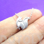 Baby Fox Shaped Silhouette Pendant Necklace in Silver | Animal Jewelry | DOTOLY