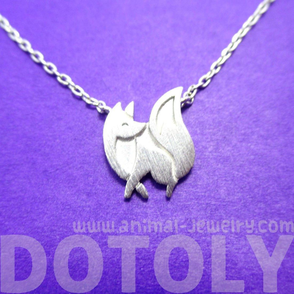 Baby Fox Shaped Silhouette Pendant Necklace in Silver | Animal Jewelry | DOTOLY
