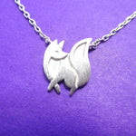 Baby Fox Shaped Silhouette Pendant Necklace in Silver | Animal Jewelry | DOTOLY