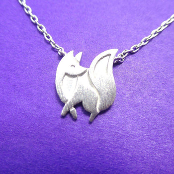 Baby Fox Shaped Silhouette Pendant Necklace in Silver | Animal Jewelry | DOTOLY