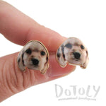 Baby Golden Retriever Puppy Photo Print Shaped Stud Earrings | DOTOLY