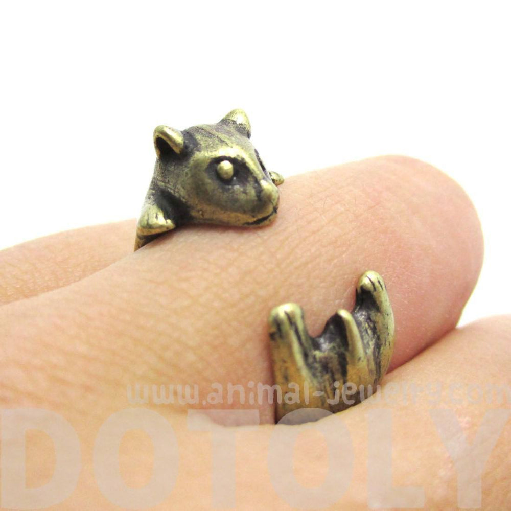 Baby Hamster Guinea Pig Gerbil Shaped Animal Wrap Ring in Brass | US Sizes 3 to 6.5 | DOTOLY