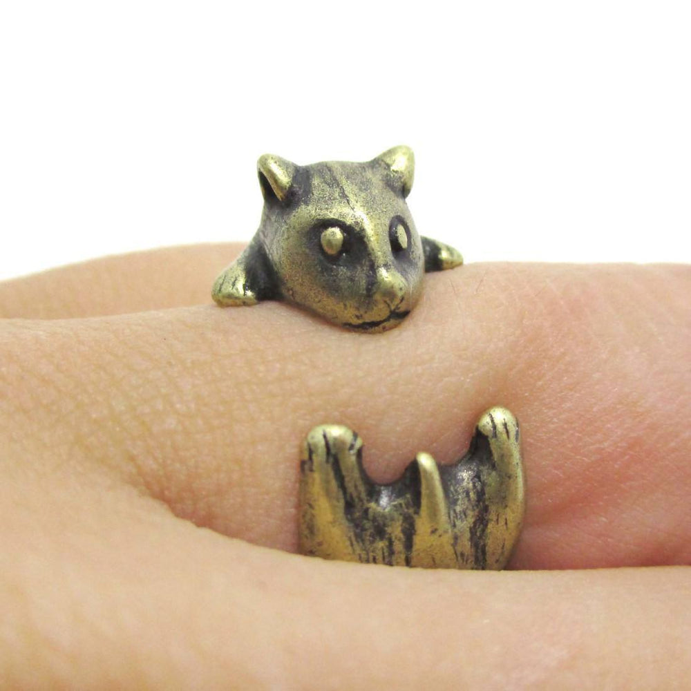 Baby Hamster Guinea Pig Gerbil Shaped Animal Wrap Ring in Brass | US Sizes 3 to 6.5 | DOTOLY
