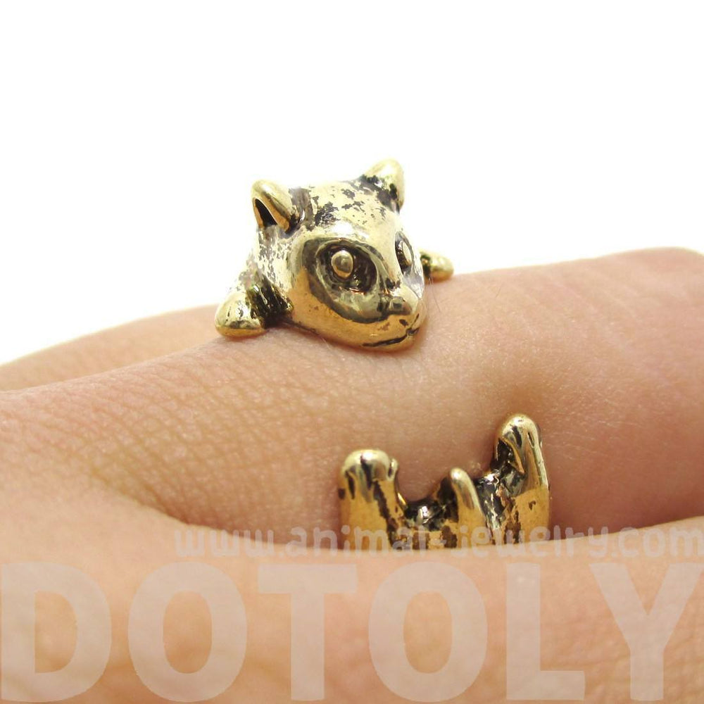 Baby Hamster Guinea Pig Gerbil Shaped Animal Wrap Ring in Shiny Gold | US Sizes 3 to 6.5 | DOTOLY