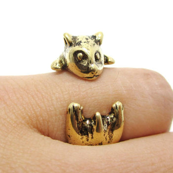 Baby Hamster Guinea Pig Gerbil Shaped Animal Wrap Ring in Shiny Gold | US Sizes 3 to 6.5 | DOTOLY