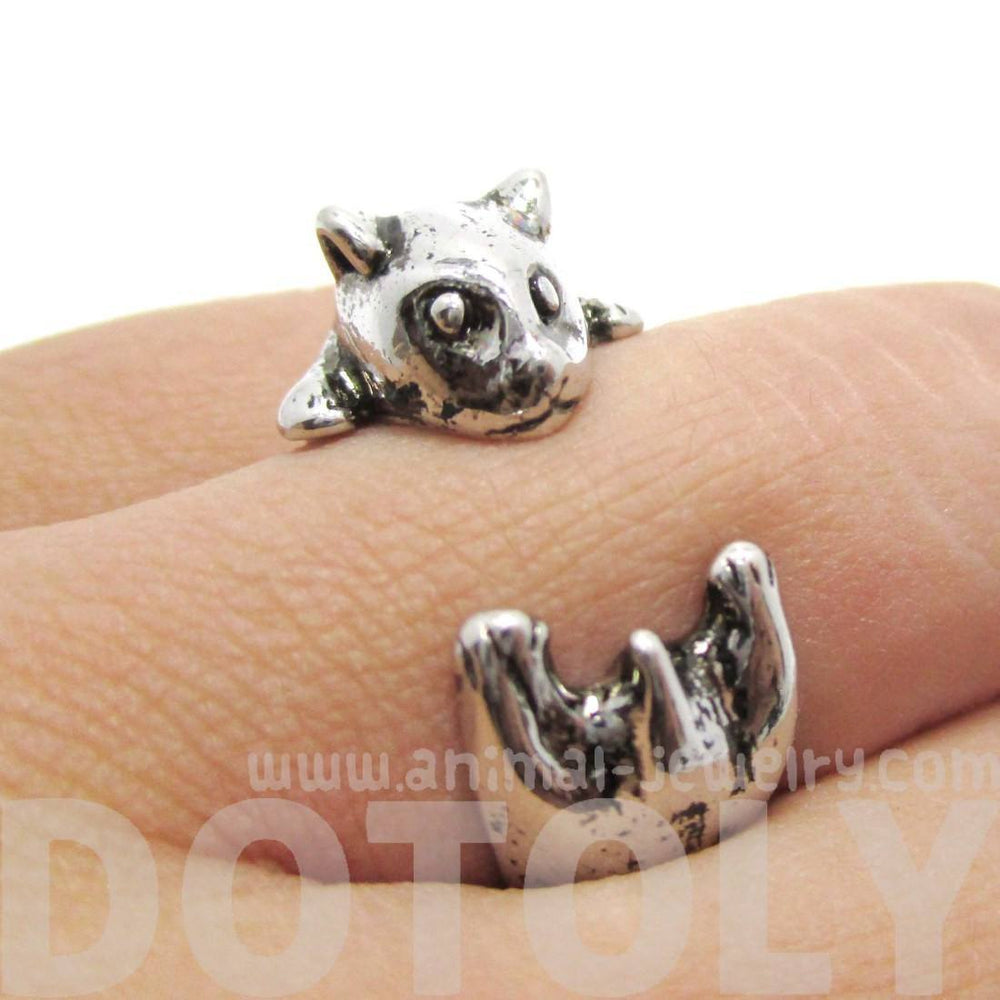 Baby Hamster Guinea Pig Gerbil Shaped Animal Wrap Ring in Shiny Silver | US Sizes 3 to 6.5 | DOTOLY