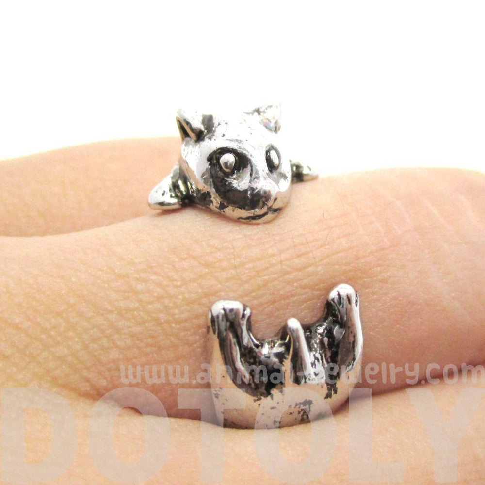 Baby Hamster Guinea Pig Gerbil Shaped Animal Wrap Ring in Shiny Silver | US Sizes 3 to 6.5 | DOTOLY
