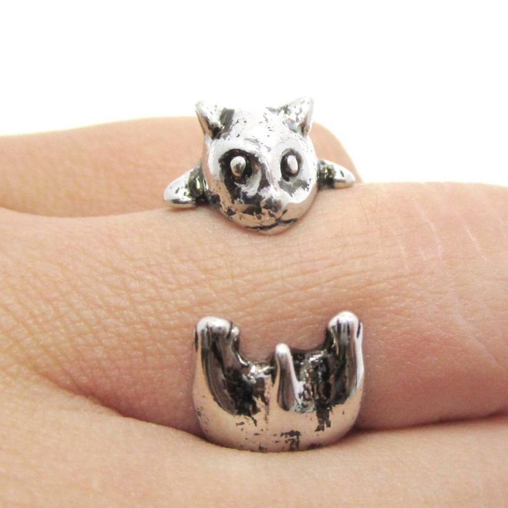 Baby Hamster Guinea Pig Gerbil Shaped Animal Wrap Ring in Shiny Silver | US Sizes 3 to 6.5 | DOTOLY