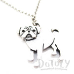 Baby Pug Puppy Shaped Charm Necklace in Silver | Animal Jewelry