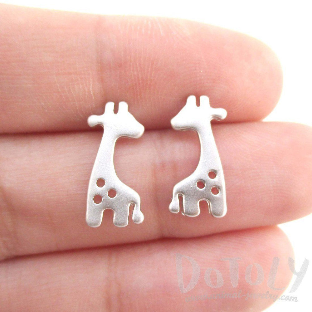 Baby Spotted Giraffe Silhouette Animal Shaped Stud Earrings | Allergy Free | DOTOLY