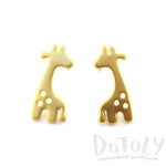 Baby Spotted Giraffe Silhouette Animal Shaped Stud Earrings in Gold | Allergy Free | DOTOLY