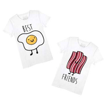 Bacon and Eggs Best Friends T-Shirt Graphic Print Tees | 2 Piece Set | DOTOLY