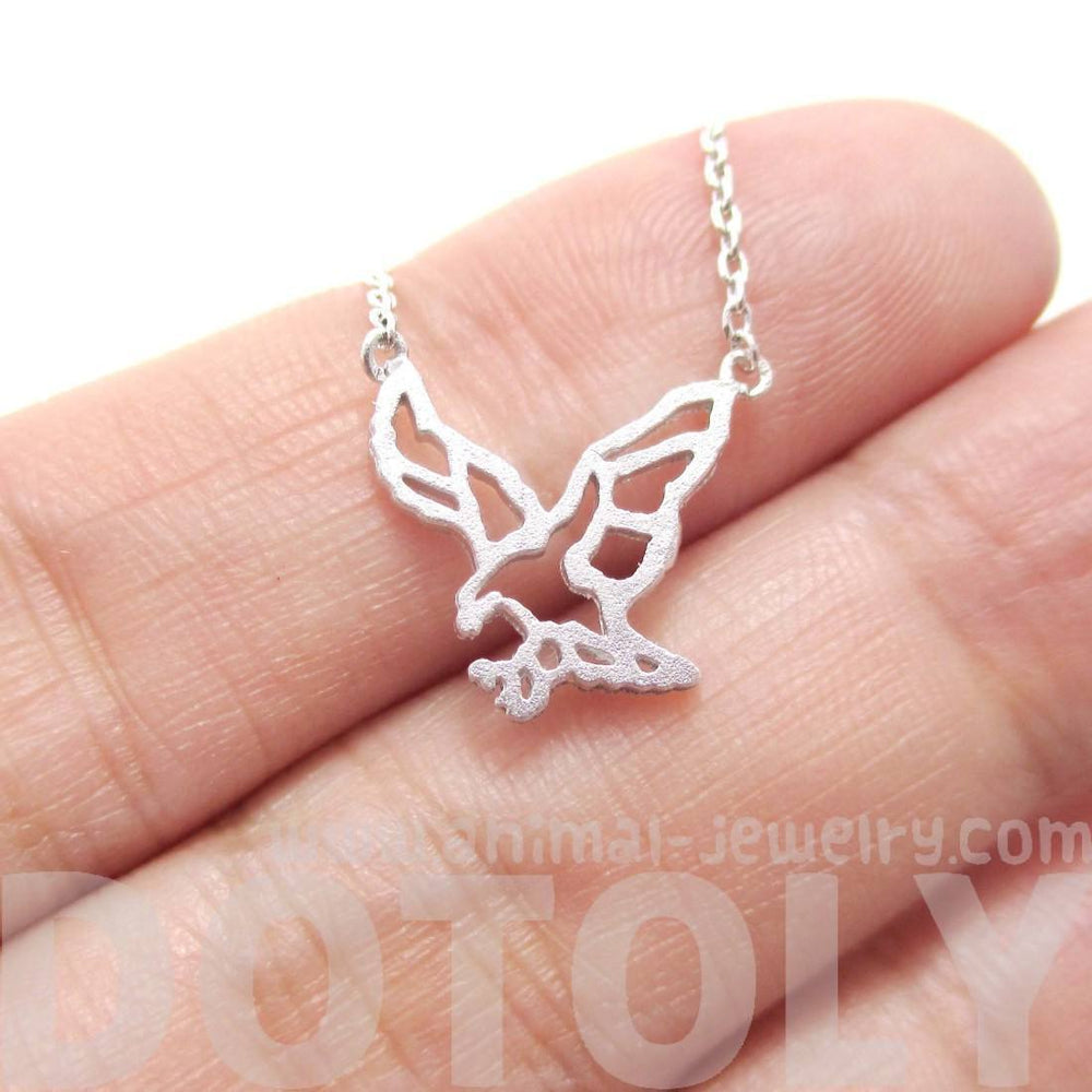 Bald Eagle Outline Shaped Animal Charm Necklace in Silver | DOTOLY | DOTOLY
