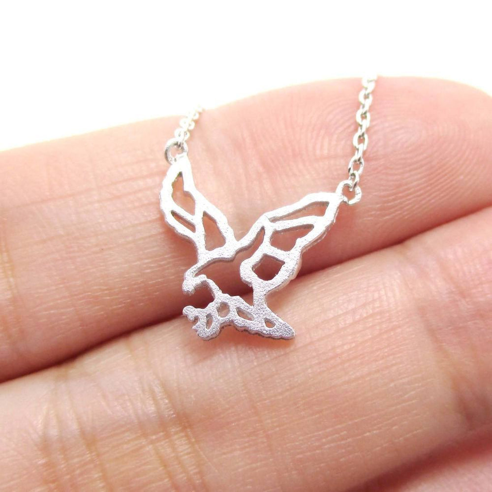 Bald Eagle Outline Shaped Animal Charm Necklace in Silver | DOTOLY | DOTOLY