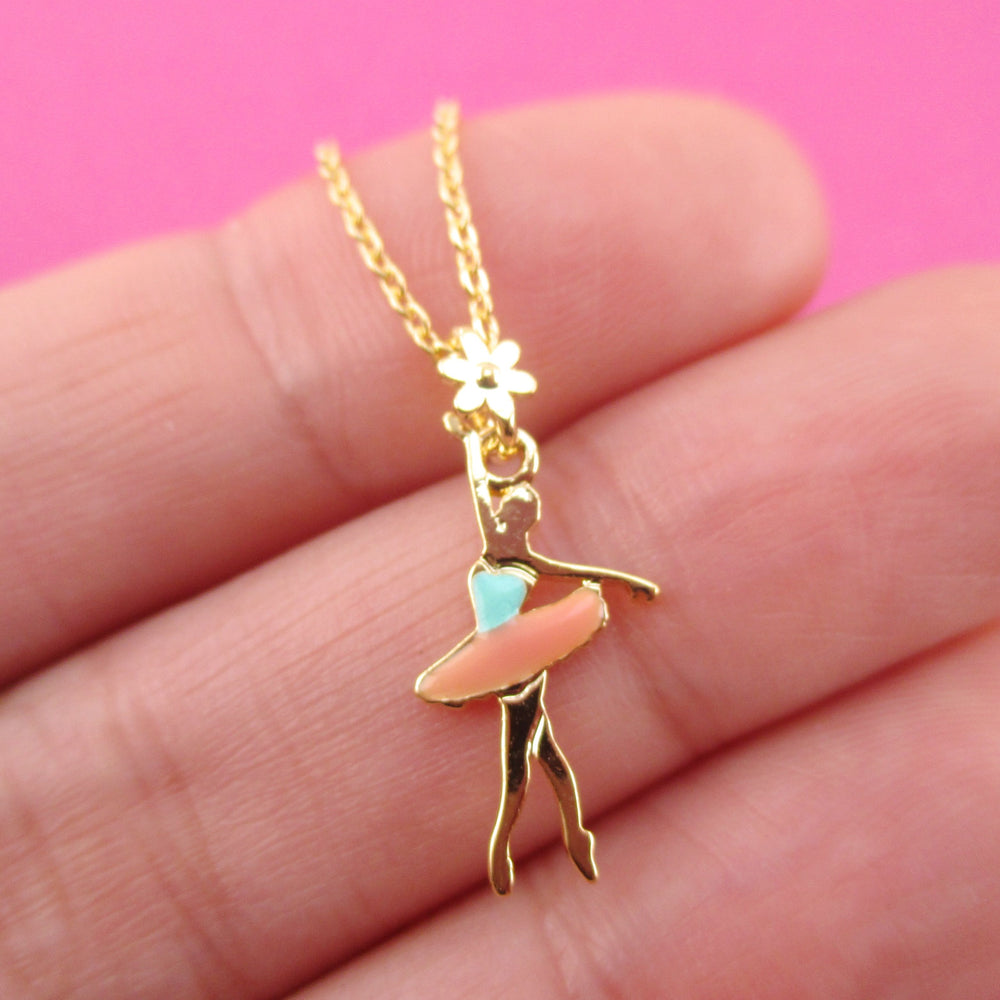 Ballet Dancer Ballerina Croise Derriere Pose Shaped Pendant Necklace