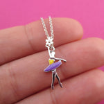 Ballet Dancer Ballerina Croise Derriere Pose Shaped Pendant Necklace in Silver