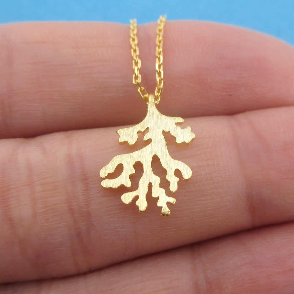Barrier Reef Coral Silhouette Shaped Marine Life Pendant Necklace